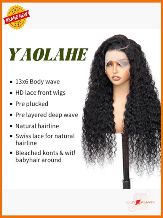 28 inch Deep Wave Lace Front Wig Human Hair 13X6 HD Transparent Lace 200%